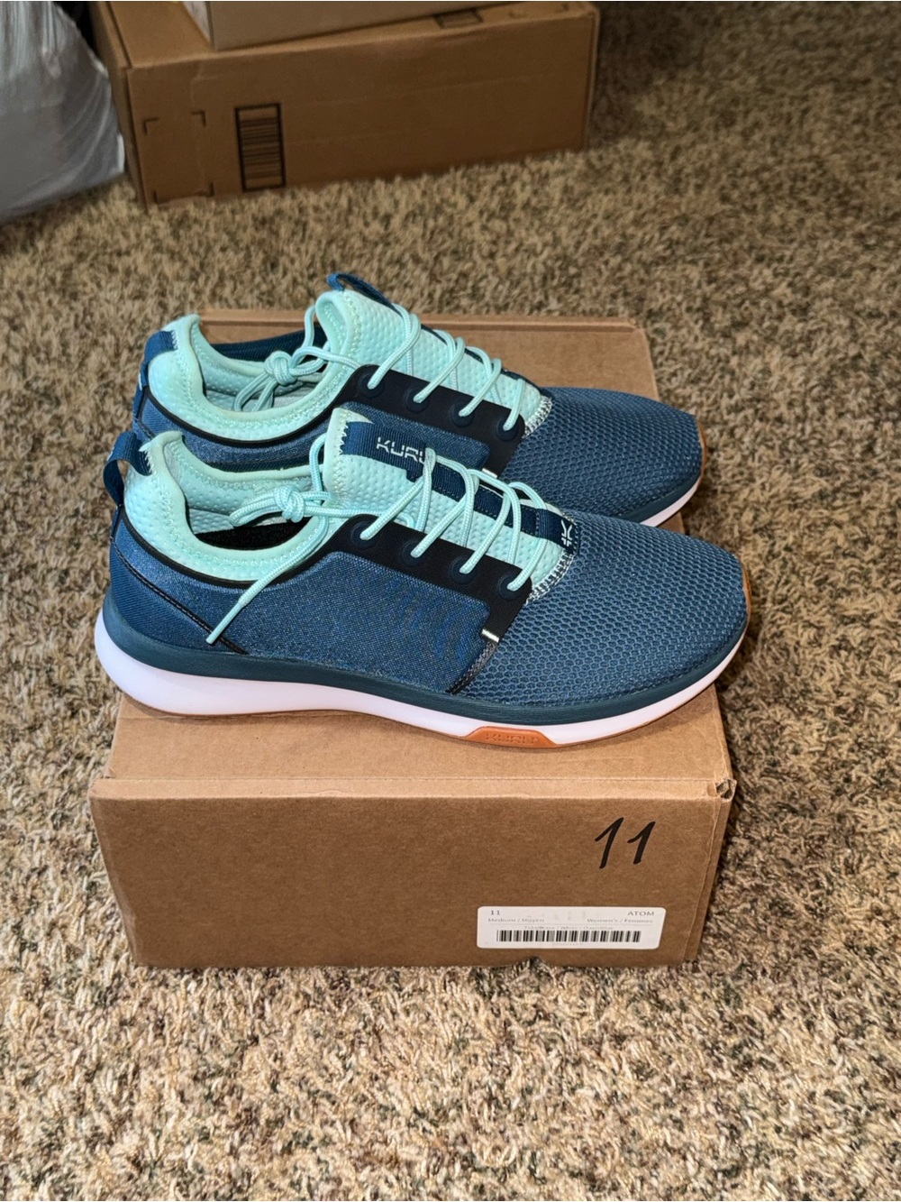 Kuru Atom Womens Shoe Size 11 Running Trail Tidal Wave White Oasis Blue Sneaker